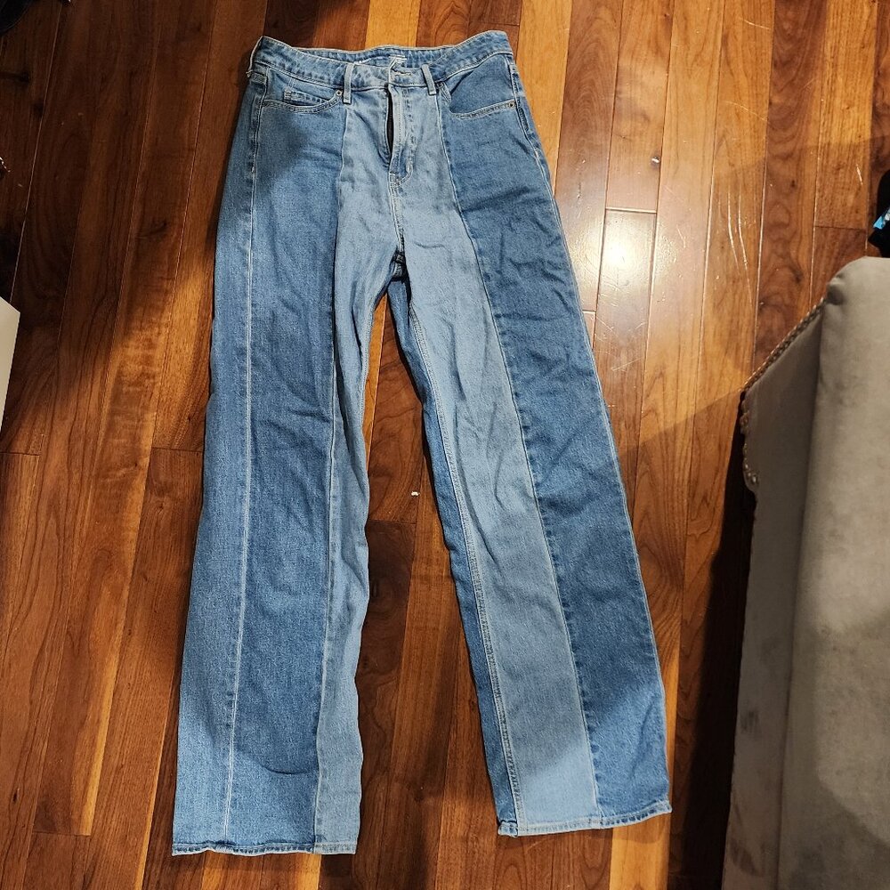 Old Navy two tone sky high wide leg jeans size 6 Tall